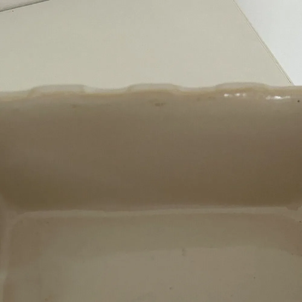 Vintage Pottery Planter Rectangle Beige/Tan Ribbed Scalloped MCM Mid Century